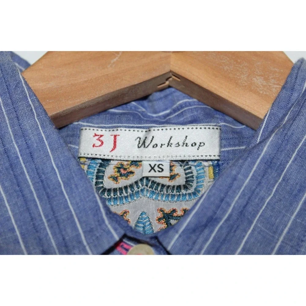 *Flaw 3J Workshop Johnny Was Scarf Back Sleeveless Button Collared Top XS H13638 - Picture 5 of 16